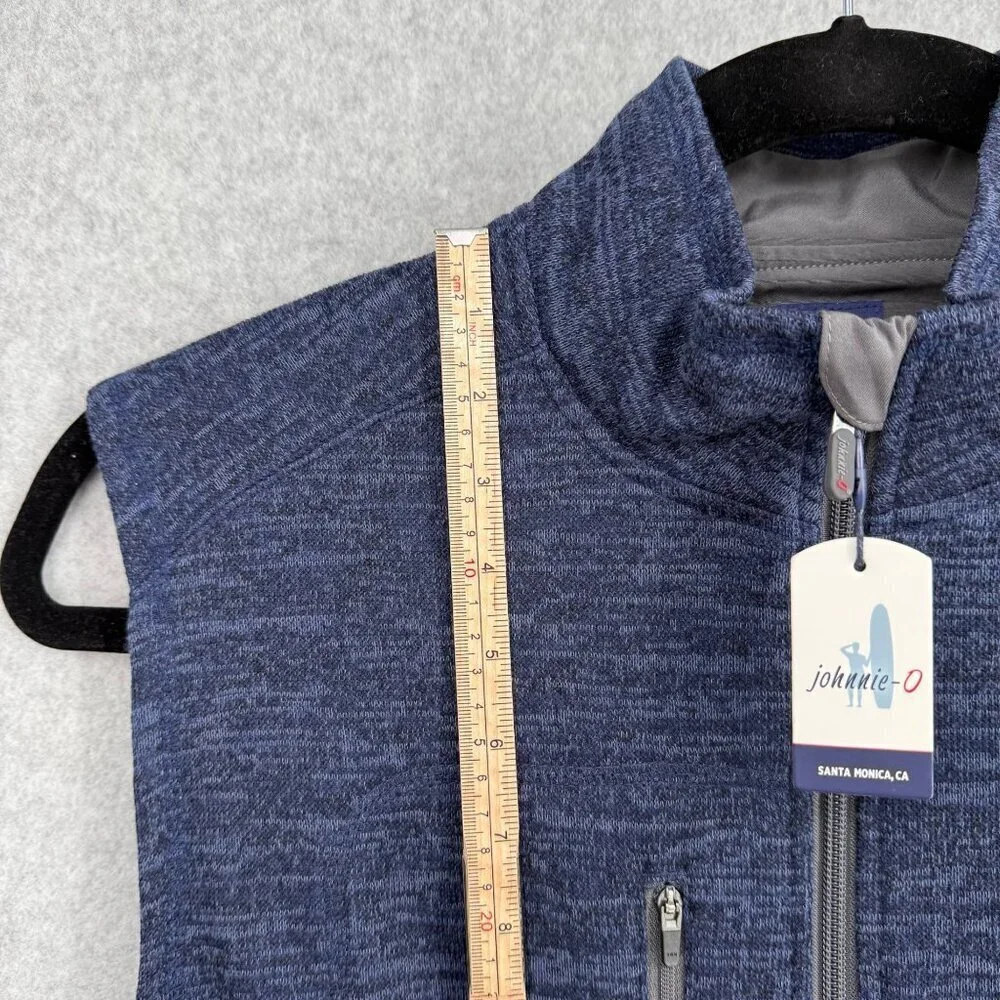 Johnnie O Mens Tahoe Full Zip Vest Size M Admiral Blue Knit Mock Neck NEW FLAW